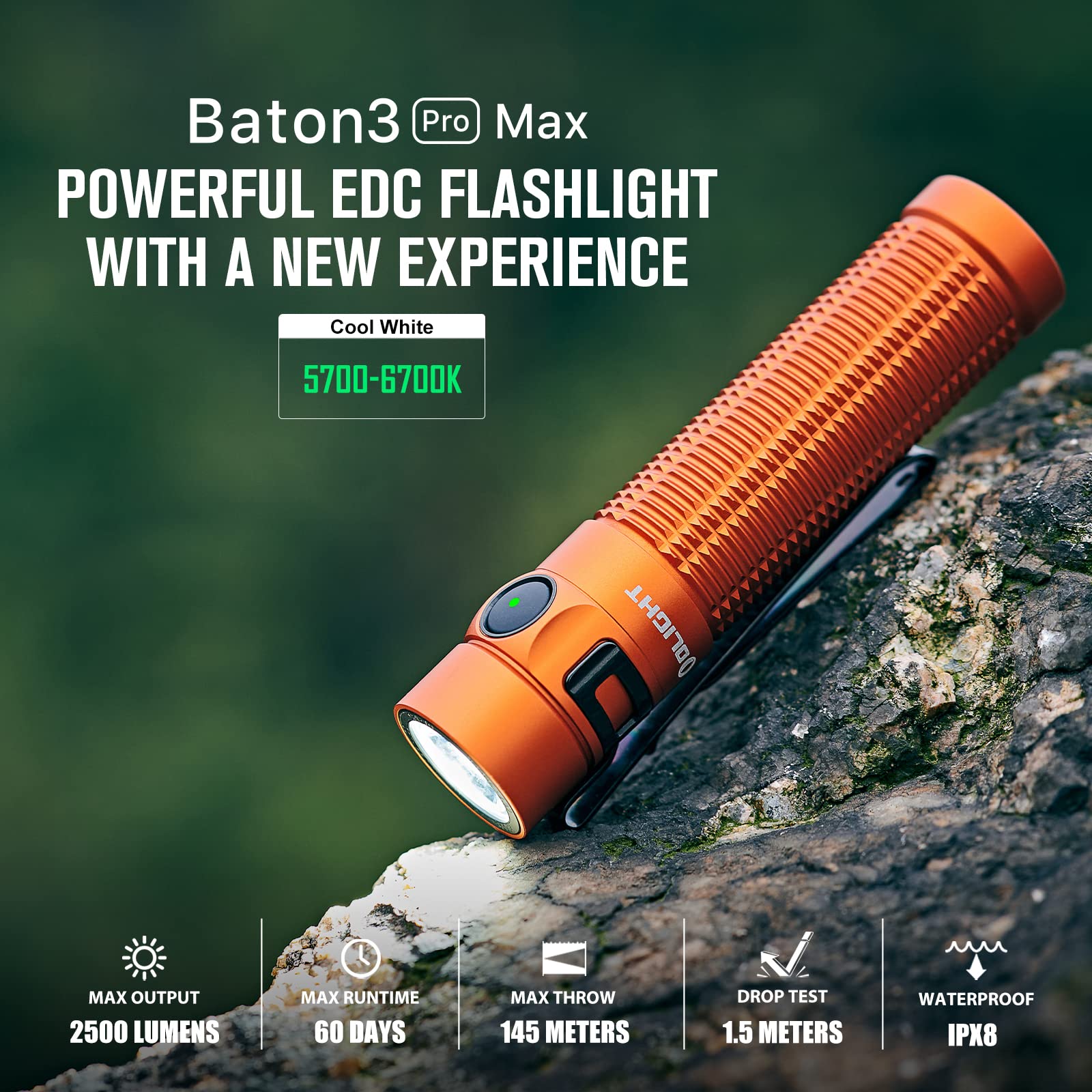 Foto 3 pulgar | Linterna Olight Baton3 Pro Max 2500 Lúmenes Recargable - Venta Internacional.
