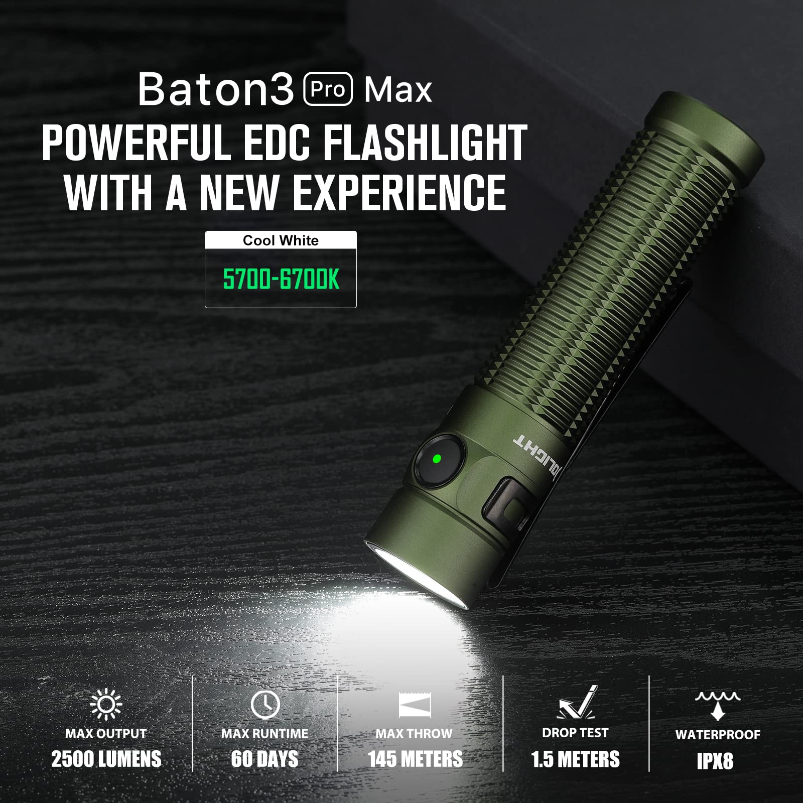 Foto 3 pulgar | Linterna Olight Baton3 Pro Max 2500 Lúmenes Recargable - Venta Internacional.