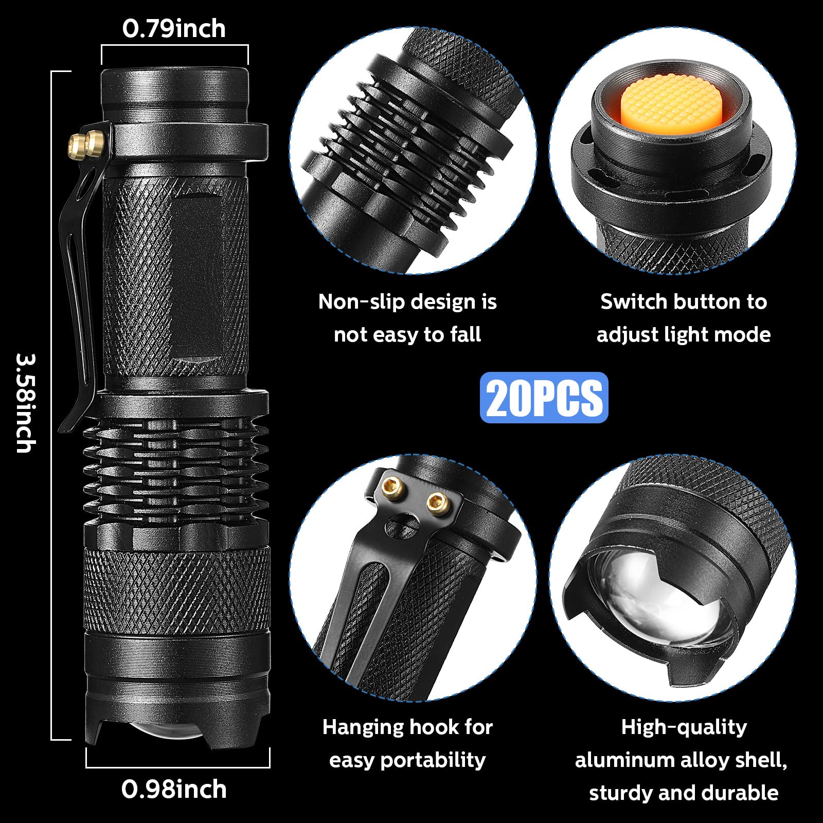 Foto 3 pulgar | Linterna Táctica Fumete Led Mini De 3 Modos, 20 Unidades, Color Negro - Venta Internacional.