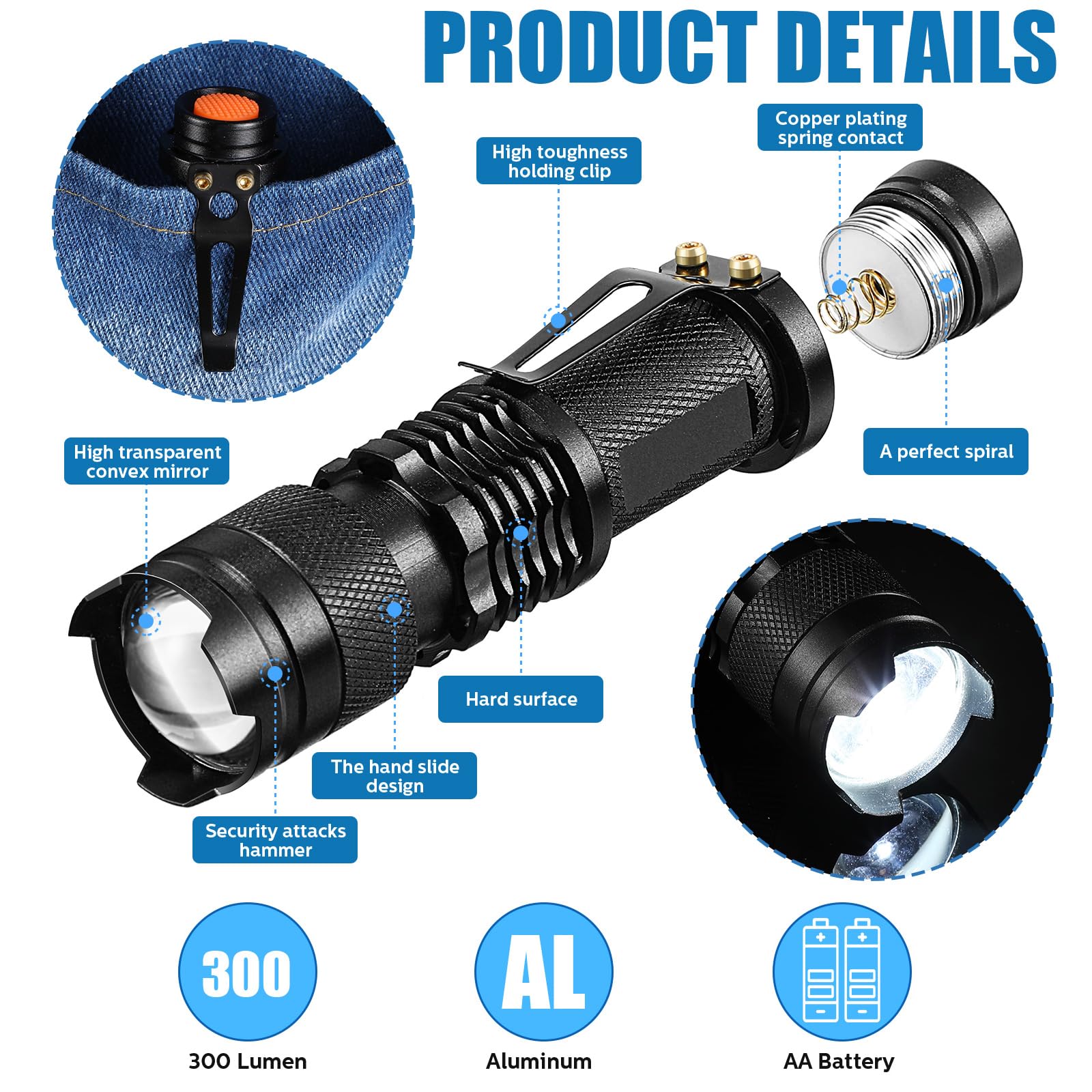 Foto 4 pulgar | Linterna Táctica Fumete Led Mini De 3 Modos, 20 Unidades, Color Negro - Venta Internacional.