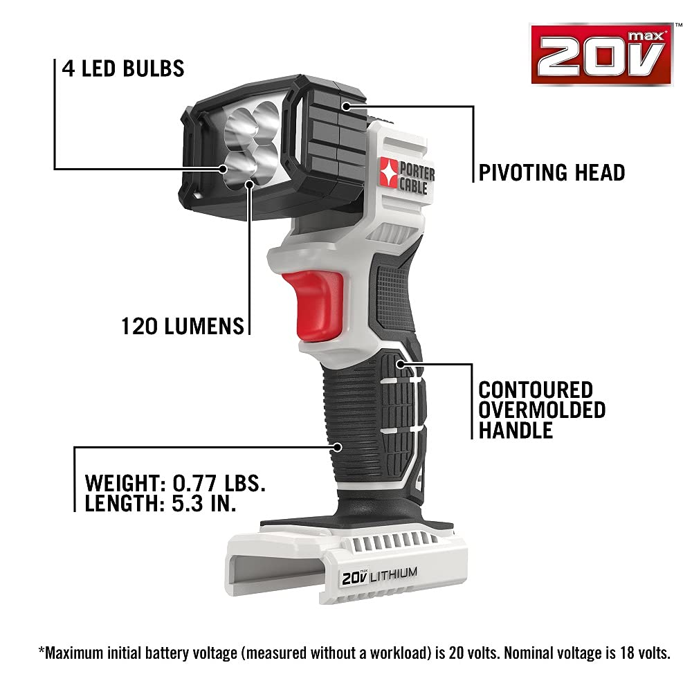 Foto 3 pulgar | Lámpara De Trabajo Porter-cable Led De 20 V Como Máximo, 120 Lúmenes Con 7,34 Cm - Venta Internacional.