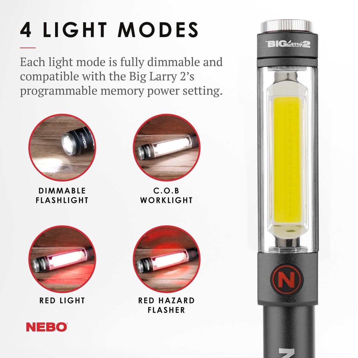Foto 5 | Lámpara De Trabajo Nebo Big Larry 2 Power 500 Lm Con Clip Y Base Magnética - Venta Internacional.