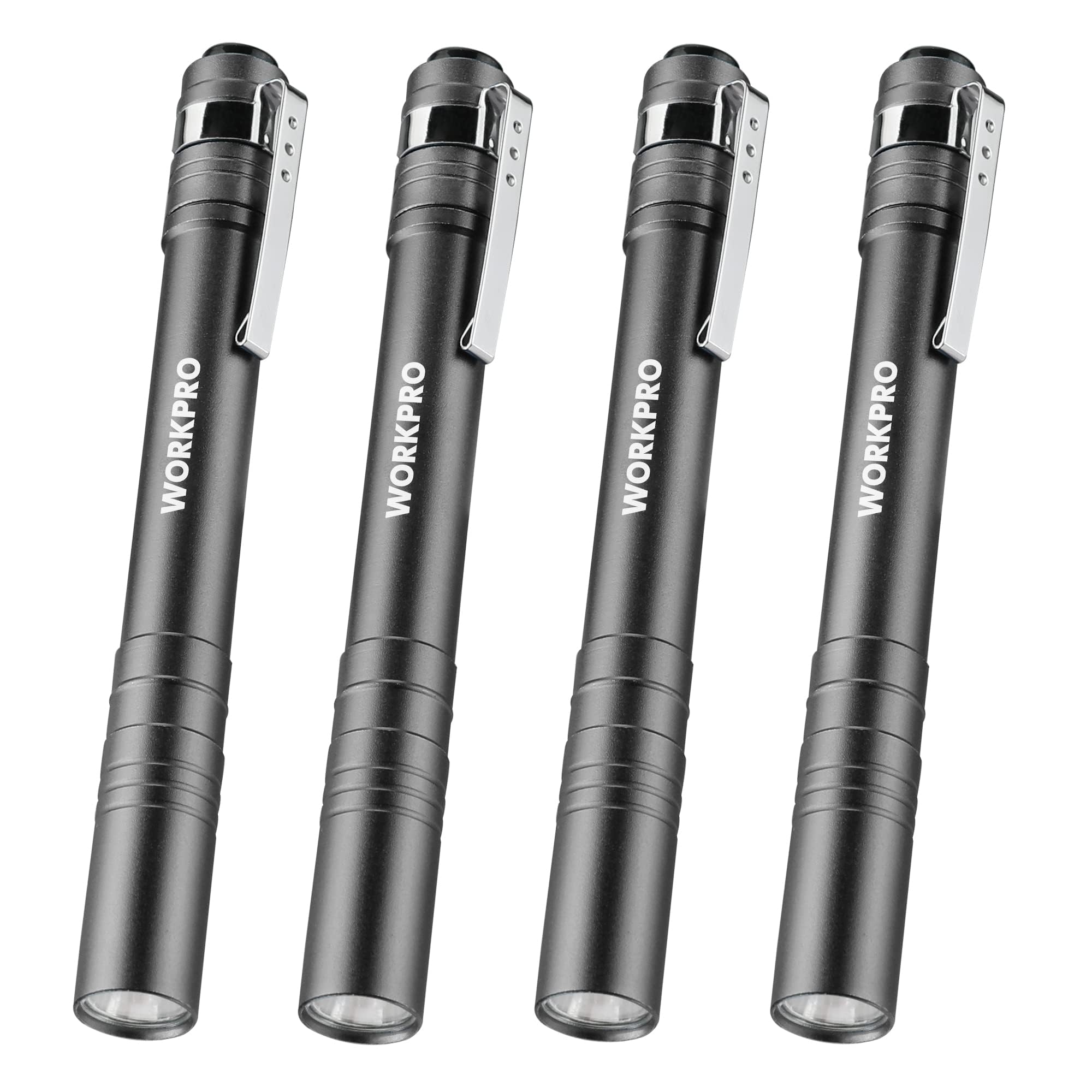 Foto 2 pulgar | Linterna Led Workpro De Aluminio Con Clip Gris Y 2 Pilas Aaa X4 - Venta Internacional.