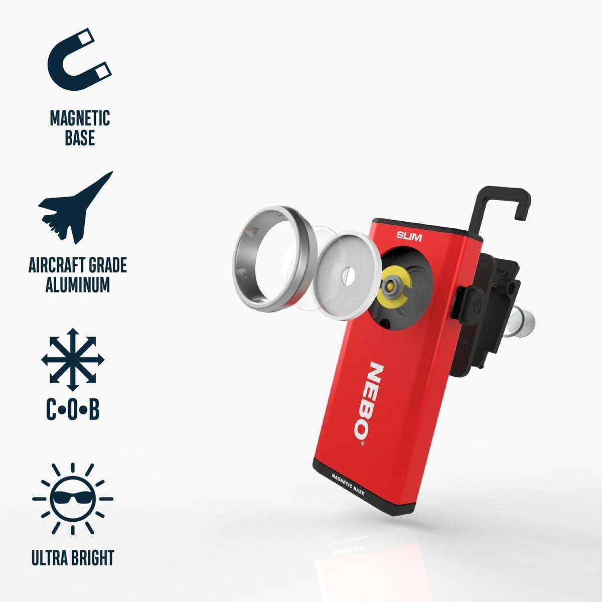 Foto 3 pulgar | Lámpara De Trabajo Nebo Slim, Recargable Por Usb, 500 Lúmenes, Color Rojo - Venta Internacional.