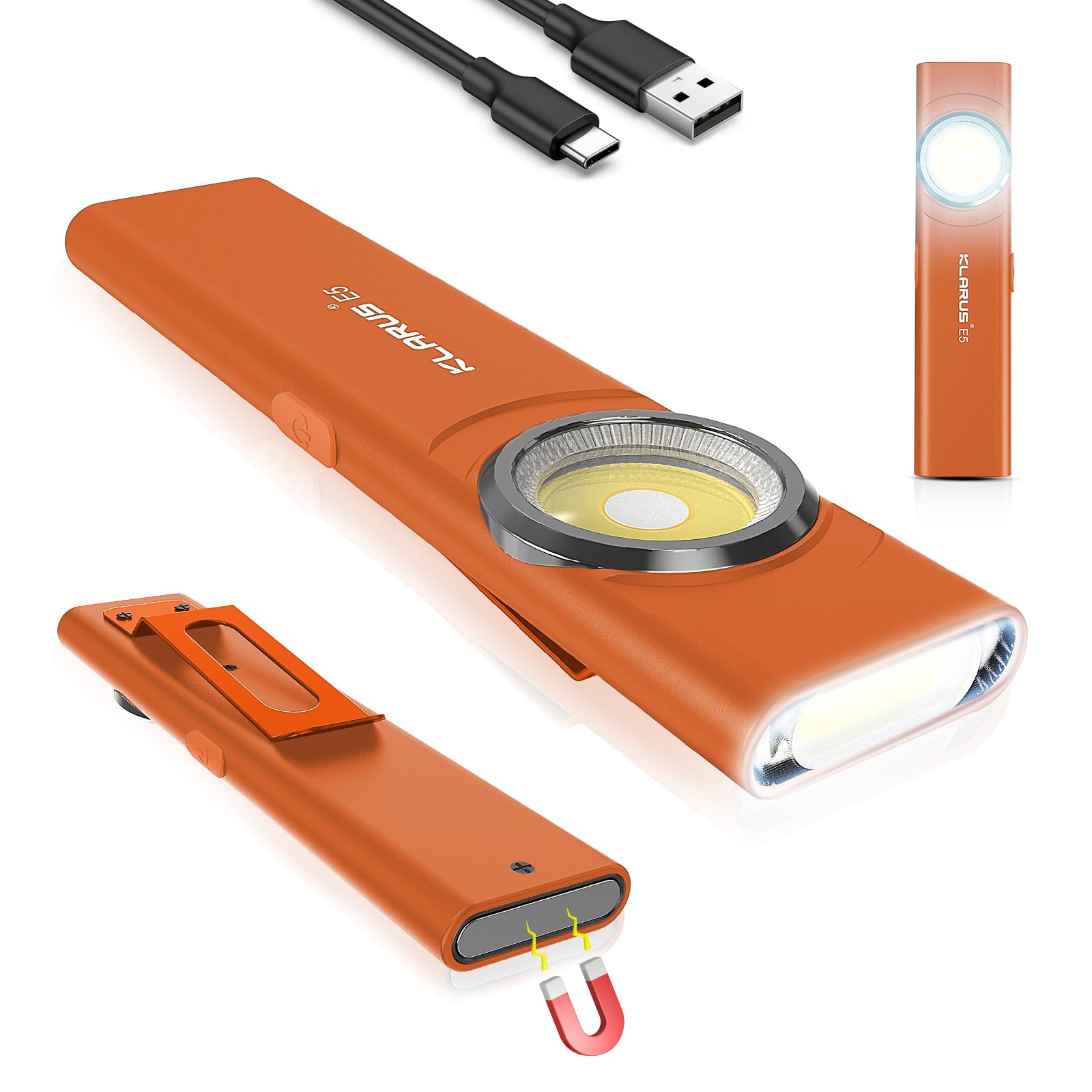Foto 2 pulgar | Linterna Klarus E5 Recargable 600 Lúmenes Con Clip - Naranja - Venta Internacional.