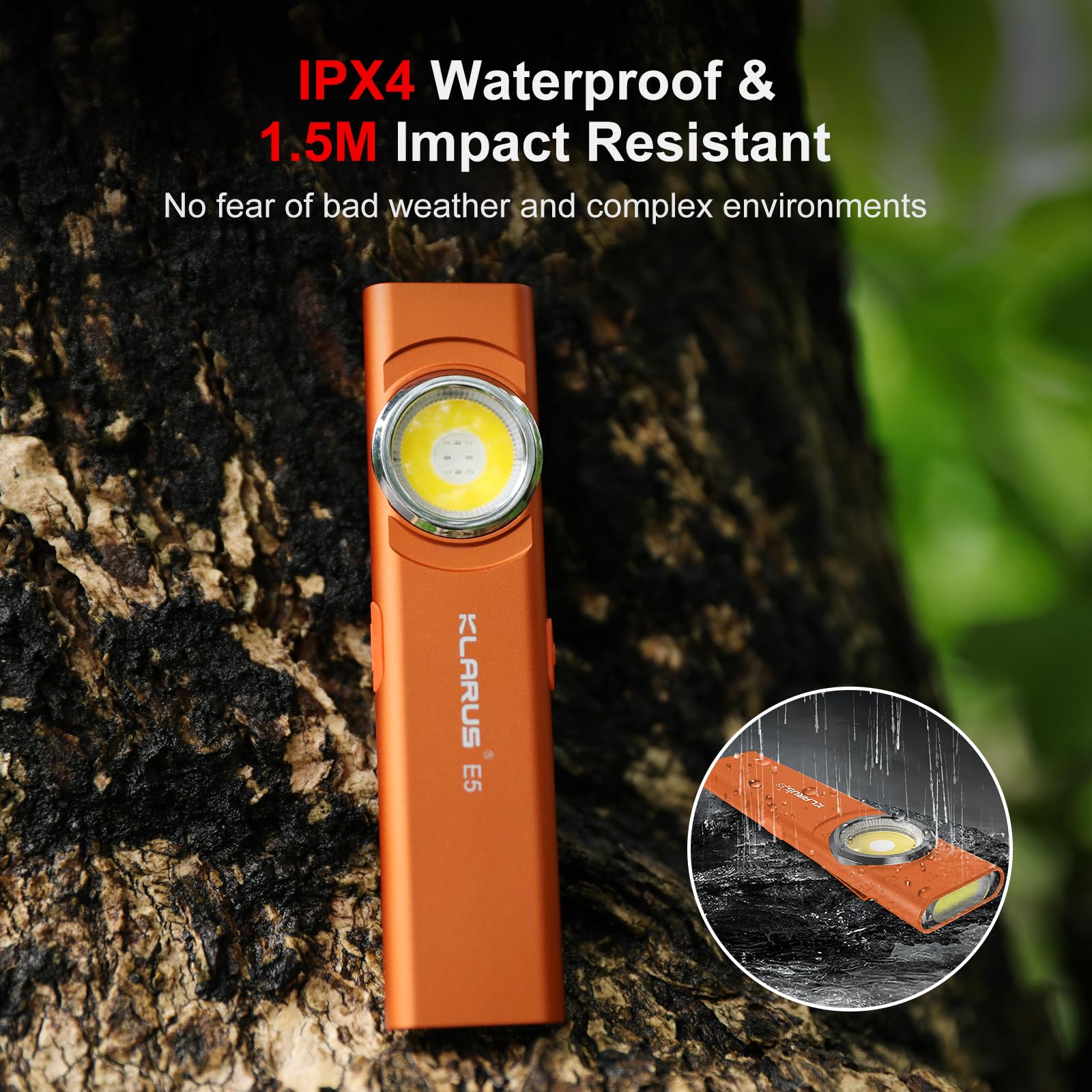 Foto 8 pulgar | Linterna Klarus E5 Recargable 600 Lúmenes Con Clip - Naranja - Venta Internacional.