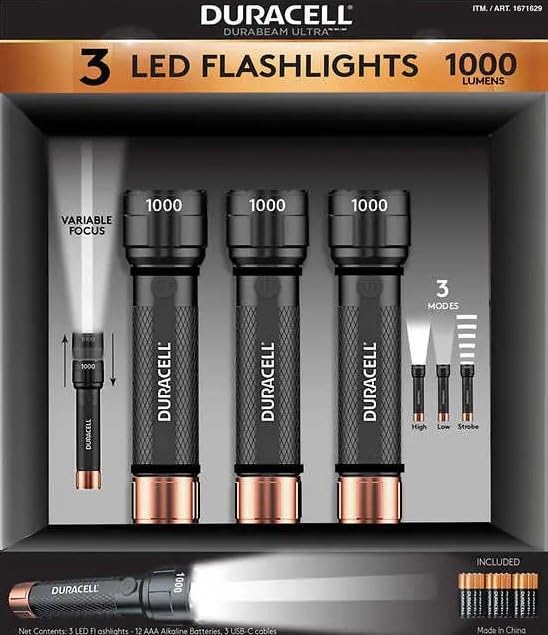 Foto 2 pulgar | Linterna Duracell Durabeam Ultra Led De 1000 Lúmenes, Paquete De 3 - Venta Internacional.