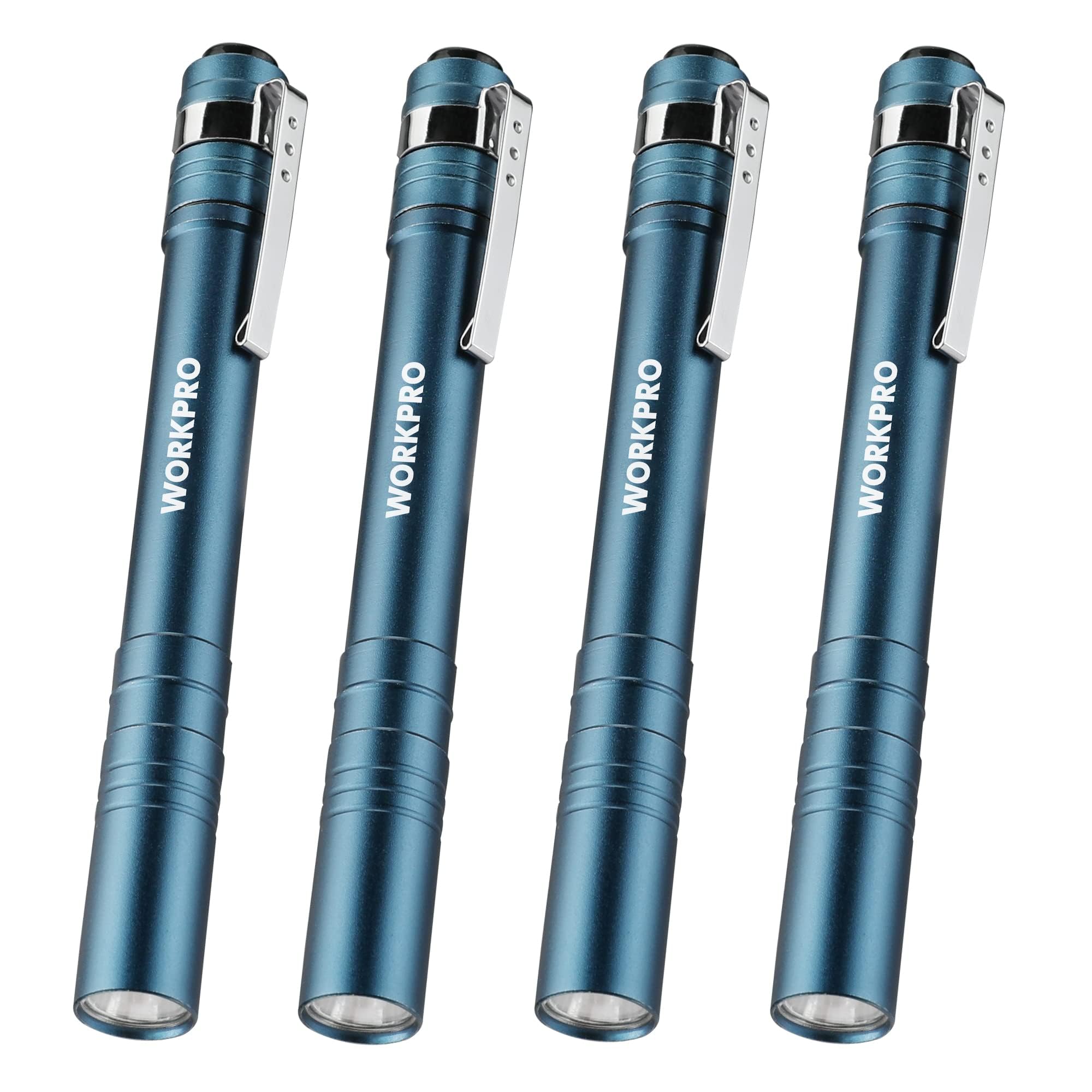 Foto 2 pulgar | Pen Light Workpro Led Con Bolsillo De Aluminio Con Clip Azul, Paquete De 4 - Venta Internacional.