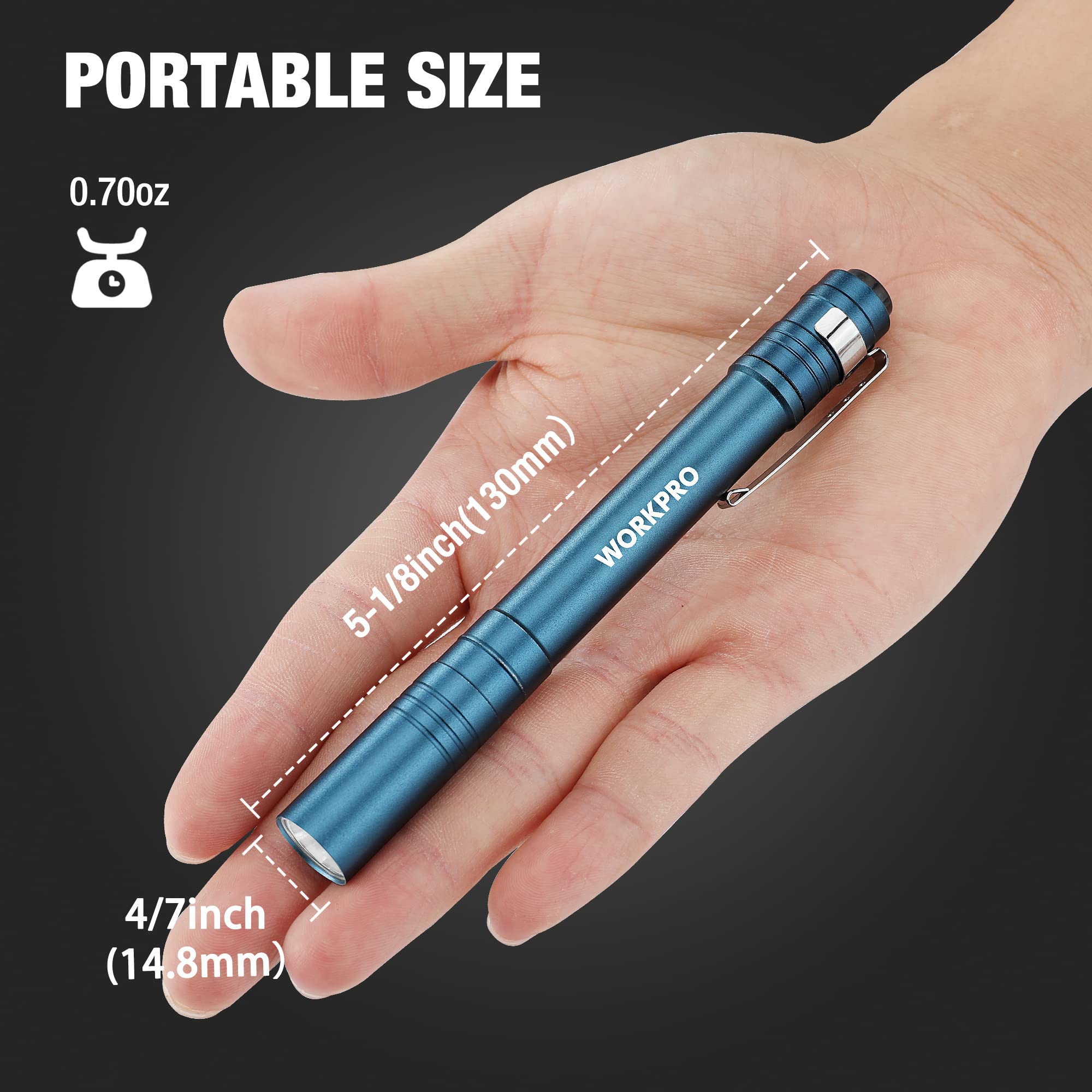 Foto 2 | Pen Light Workpro Led Con Bolsillo De Aluminio Con Clip Azul, Paquete De 4 - Venta Internacional.