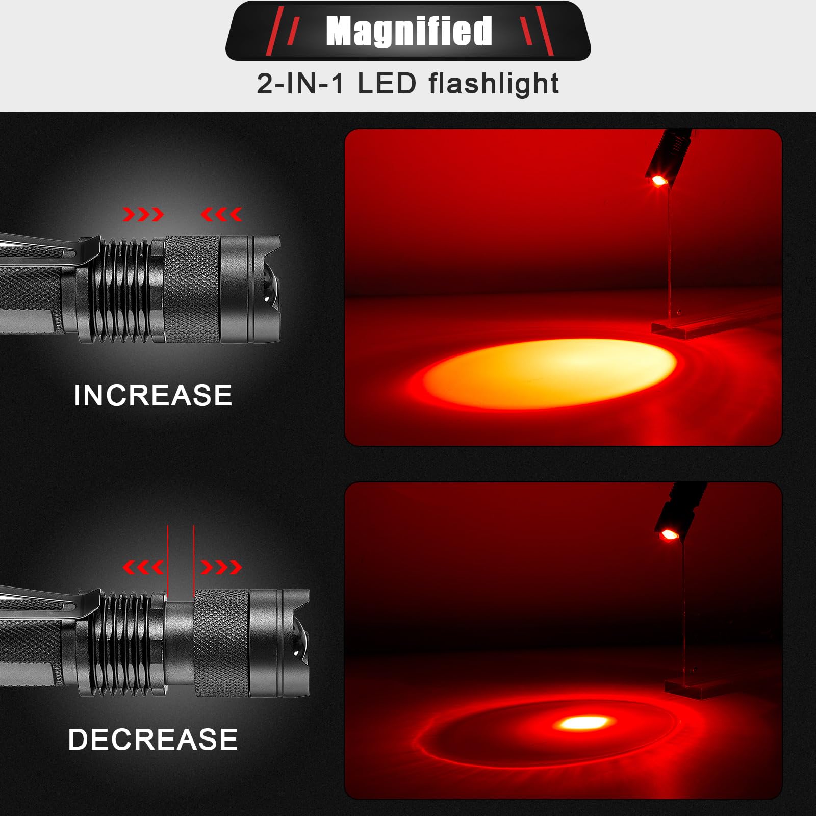 Foto 3 pulgar | Linterna Honoson Led De Luz Roja Monomodo Con Lente Escalable - Venta Internacional.