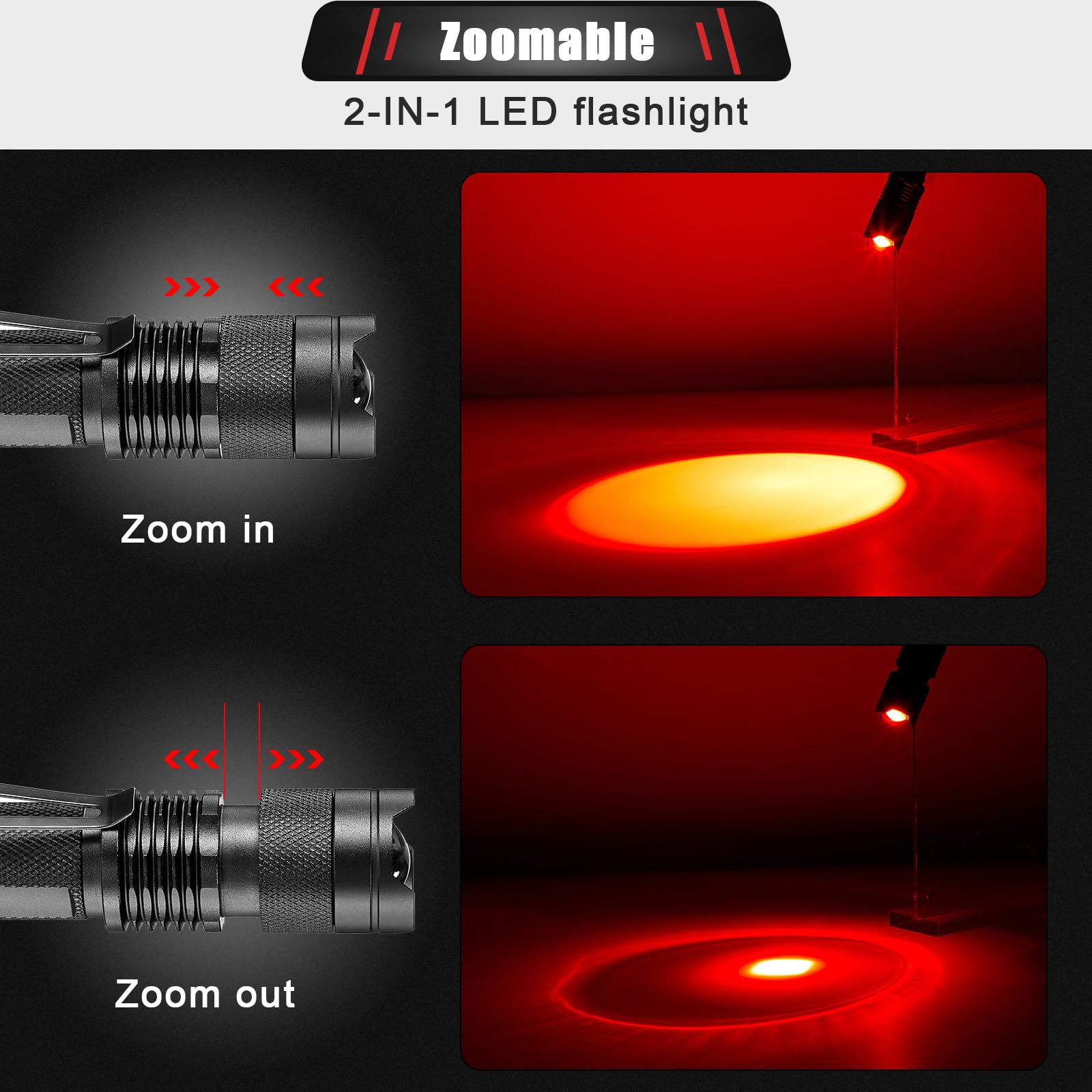 Foto 4 pulgar | Linterna Honoson Led De Luz Roja Monomodo Con Lente Escalable - Venta Internacional.