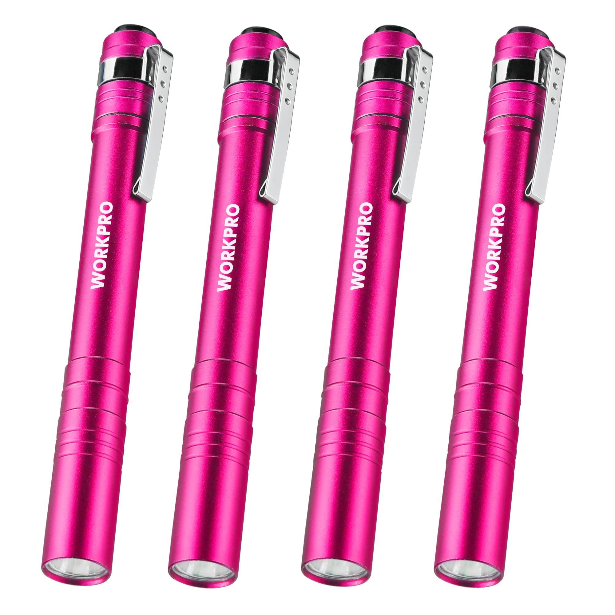 Foto 2 pulgar | Linterna Led Workpro De Aluminio Con Clip Rosa, 2 Pilas Aaa, Paquete De 4 - Venta Internacional.