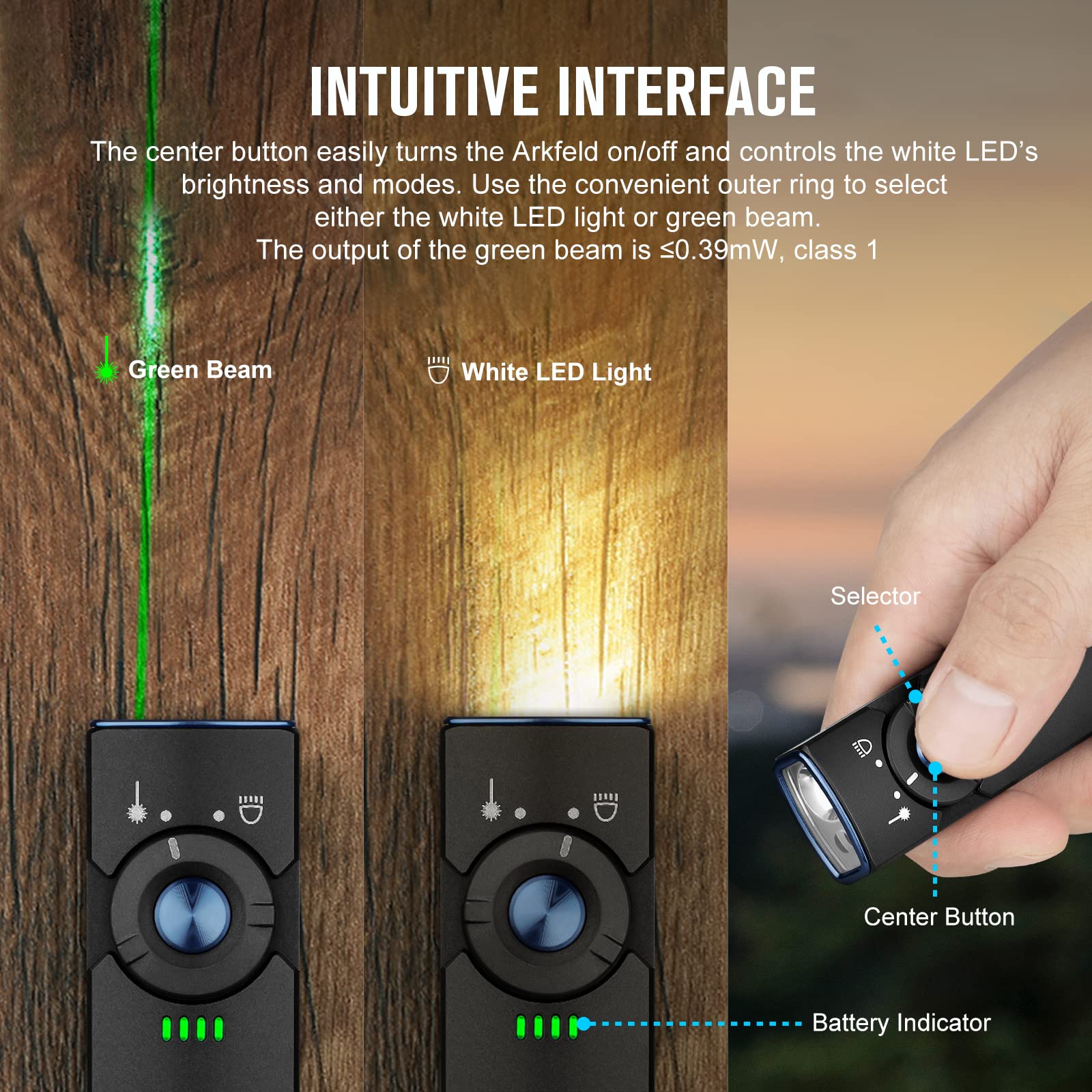 Foto 4 pulgar | Linterna Olight Arkfeld Edc Flat 1000 Lúmenes Con Haz Verde - Venta Internacional.
