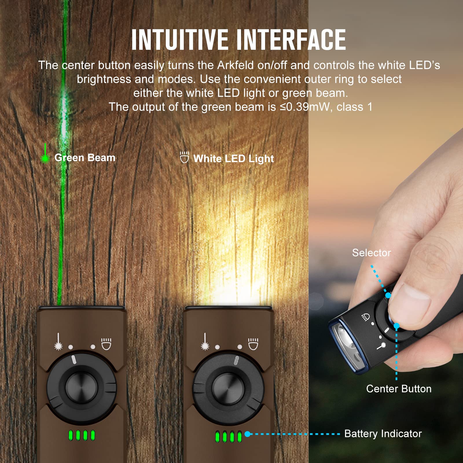 Foto 4 pulgar | Linterna Olight Arkfeld Edc Flat 1000 Lúmenes Con Haz Verde - Venta Internacional.