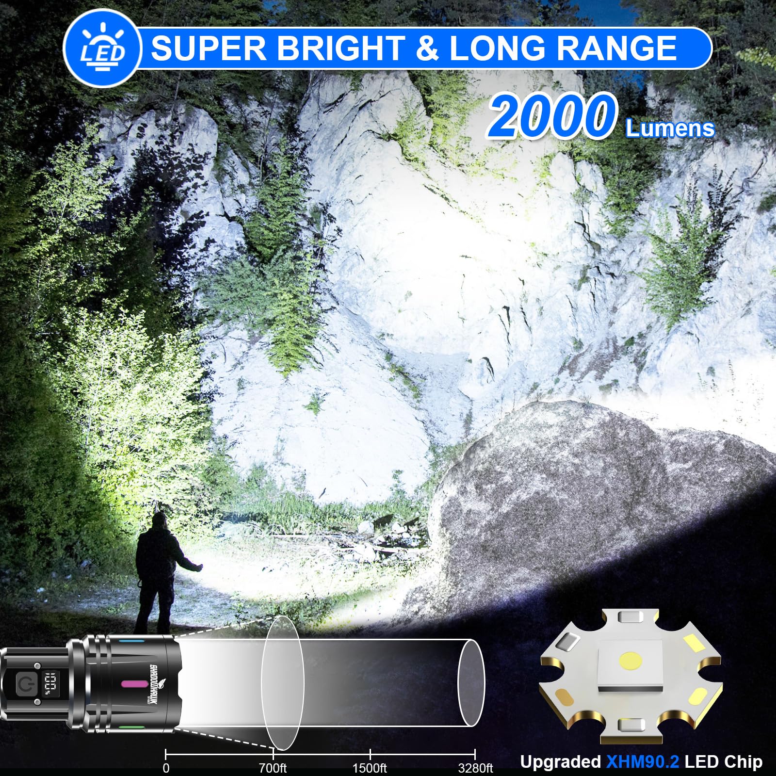 Foto 3 pulgar | Linterna Shadowhawk S1007 Recargable De 2000 Lúmenes Xhm90.2 - Venta Internacional.