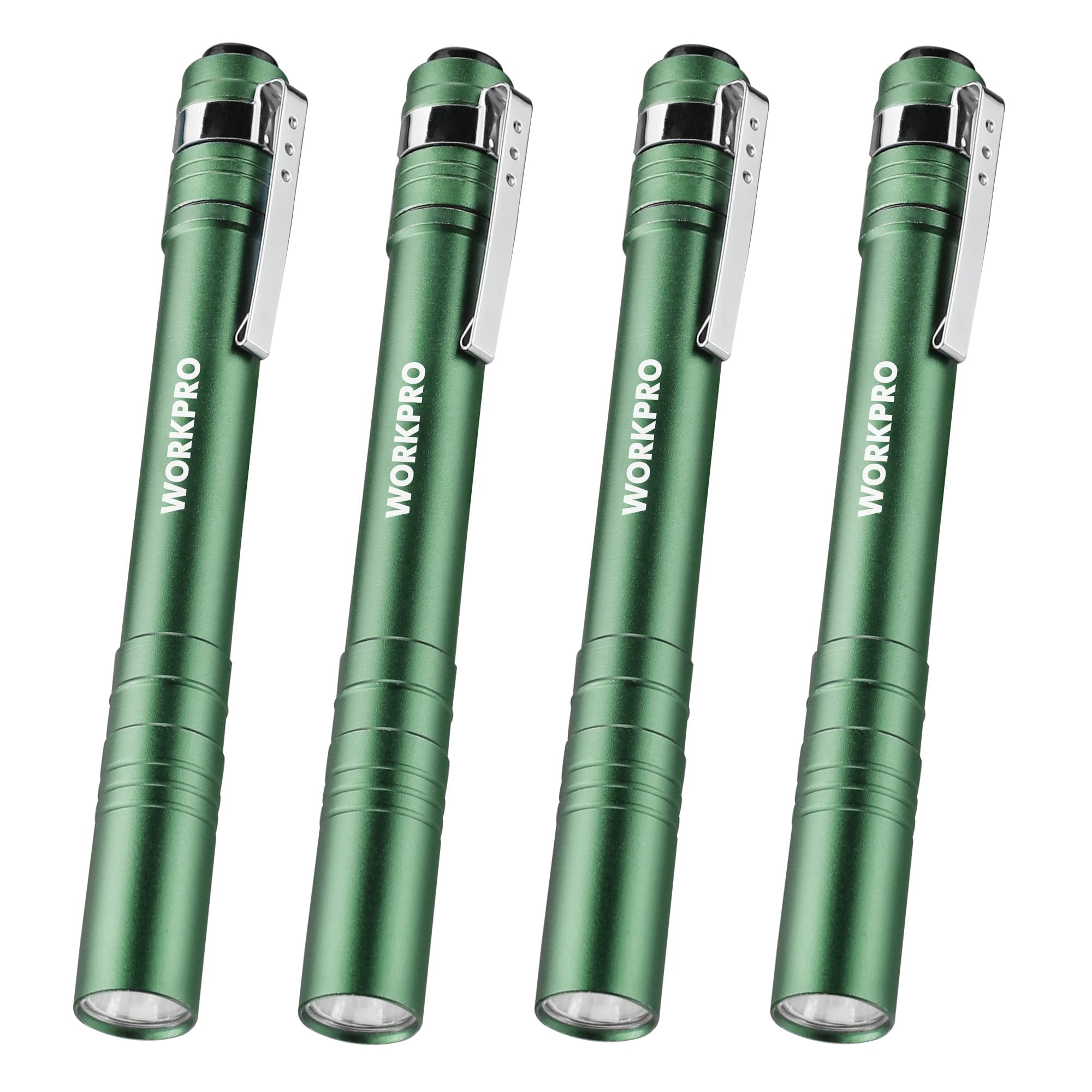 Pen Light Workpro Led Con Bolsillo De Aluminio Con Clip, Color Verde, Paquete De 4 - Venta Internacional.