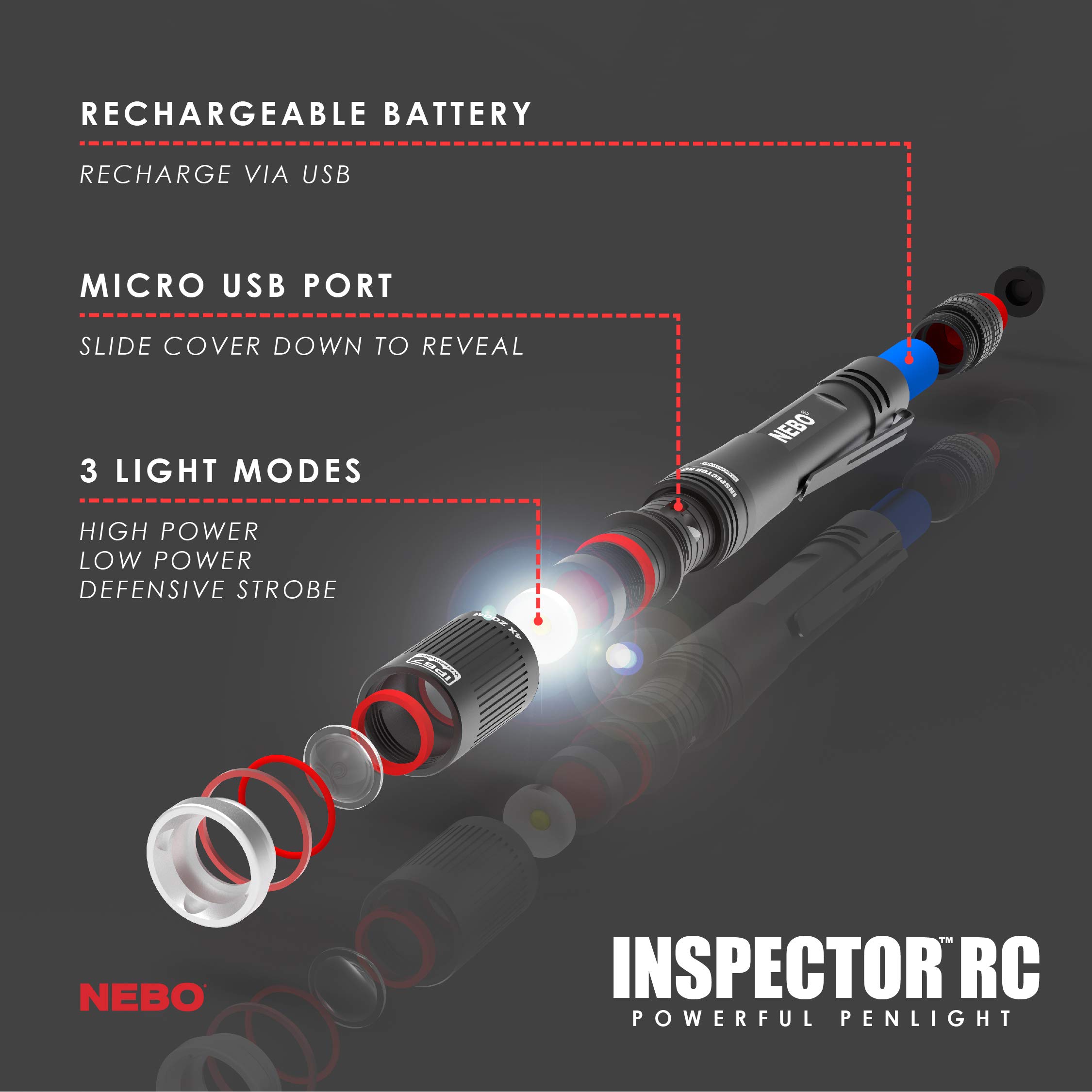 Foto 6 | Linterna Nebo Recargable-Venta Internacional