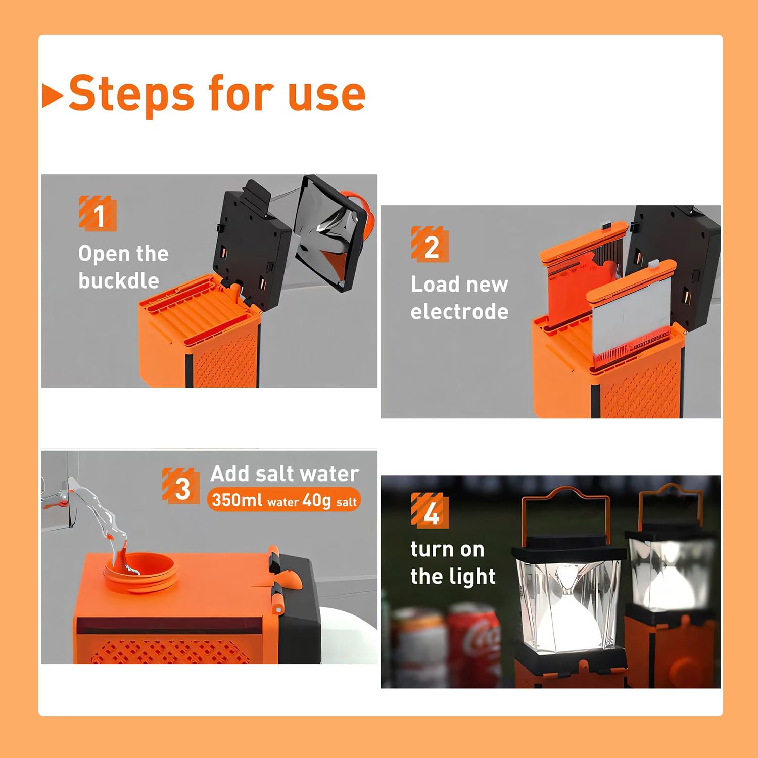 Foto 7 pulgar | Linterna Led Para Acampar Con Agua Salada, 350 Lúmenes, 350 Ml - Venta Internacional.