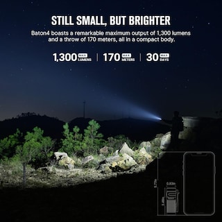 Foto 3 | Linterna Olight Baton4 Recargable EDC 1300 lm IPX8 - Venta Internacional