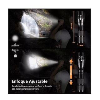 Foto 4 | Linterna Led Recargable Belug T6 Luz Táctica Portátil de Alta Potencia Zoom