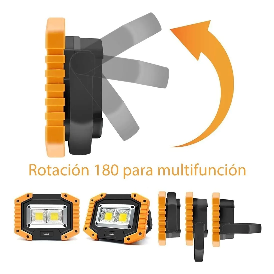 Foto 2 | Lámpara Recargable Lab.g De Trabajo Tipo Led De Mano P/campamento Negro Naranja