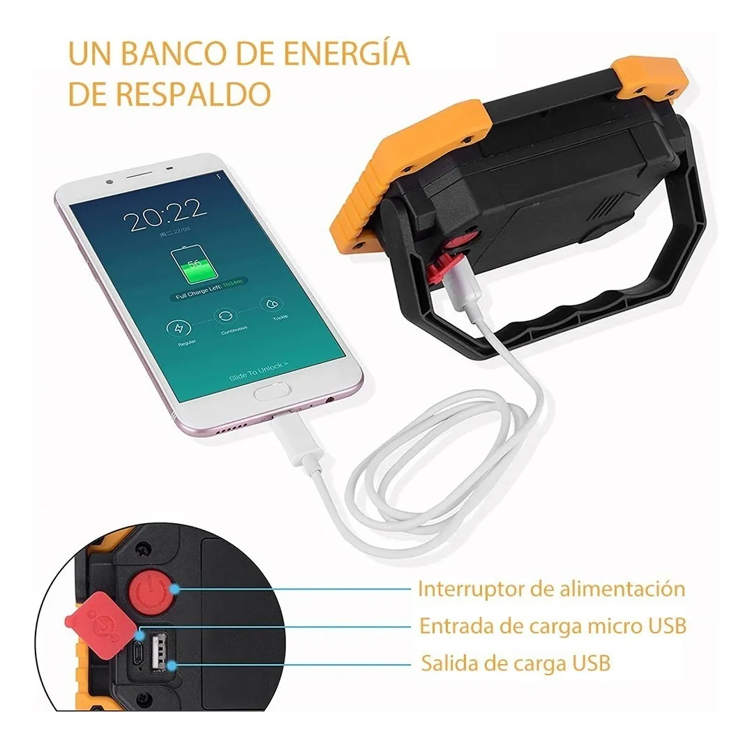 Foto 3 | Lámpara Recargable Lab.g De Trabajo Tipo Led De Mano P/campamento Negro Naranja