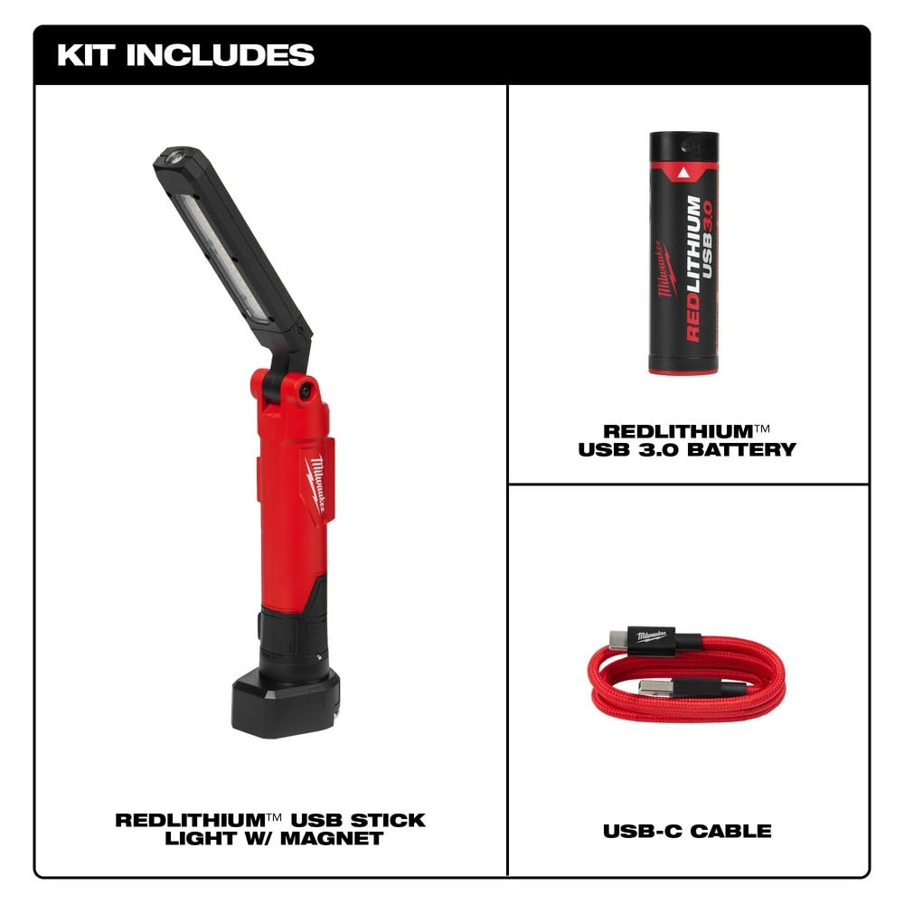 Foto 3 pulgar | Lápiz Usb Milwaukee Redlithium Con Imán, 550 Lm - Venta Internacional.