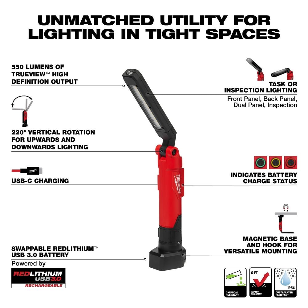 Foto 4 pulgar | Lápiz Usb Milwaukee Redlithium Con Imán, 550 Lm - Venta Internacional.