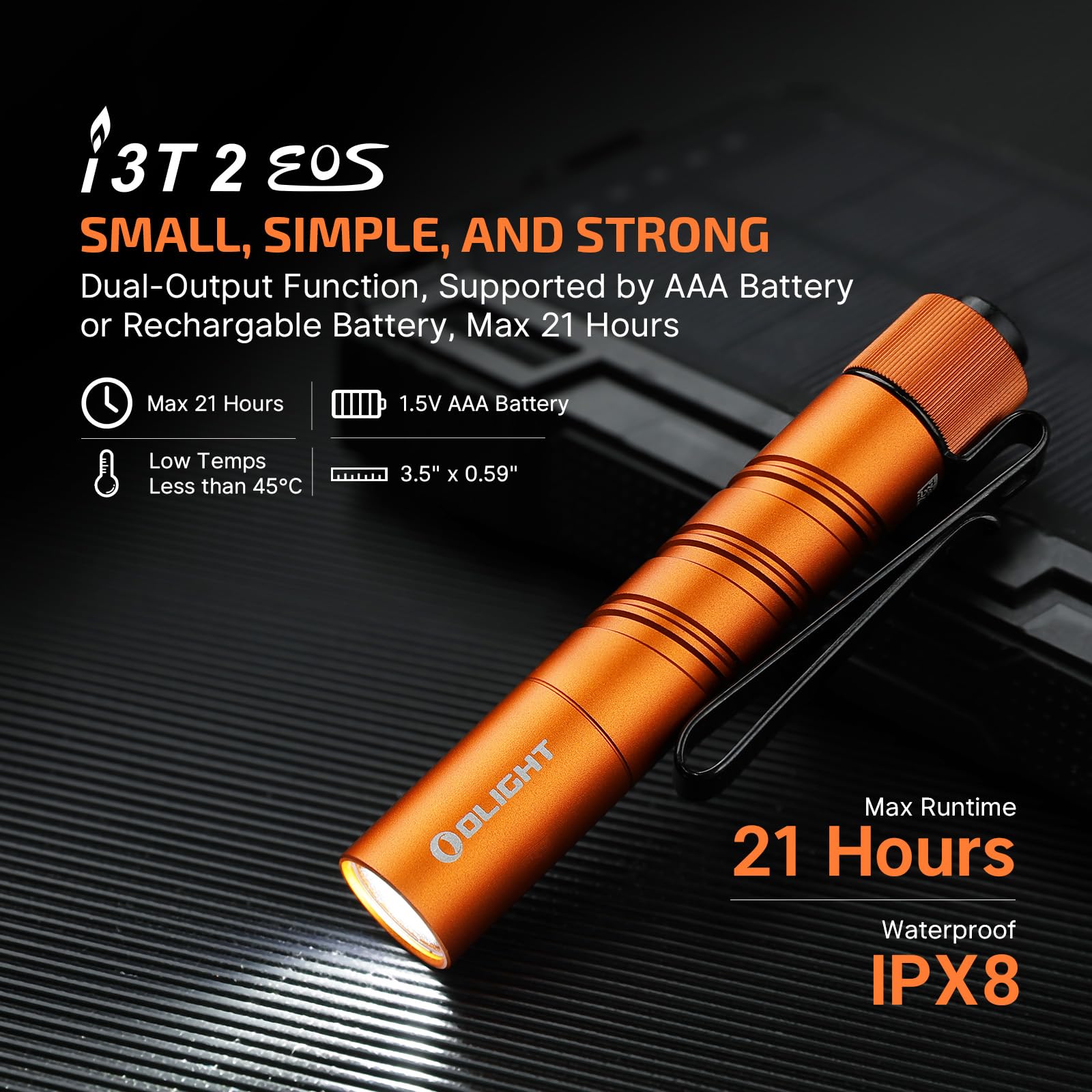 Foto 3 pulgar | Linterna Olight I3t 2 Eos 200 Lúmenes Con Pila Aaa Naranja - Venta Internacional.