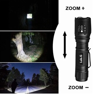 Foto 4 | Lampara Táctica 3000 Lumens Cree Led T6 Recargable Lab.g Negro