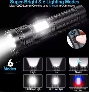 Foto 2 | Xtellar Led Linterna Táctica Zoomable Recargable De Doble Luz Con Base Magnética