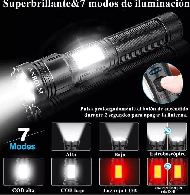 Foto 4 pulgar | Potente Linterna Xtellar Táctica En Negro Para Máxima Iluminación Y Precisión