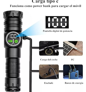 Foto 4 | Xtellar Linterna Led Táctica Ultra Potente Con 120000 Lúmenes Y 9 Modos De Iluminación – Ideal Para Aventuras Al