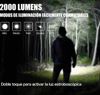 Foto 3 | Linterna Led Táctica Recargable USB