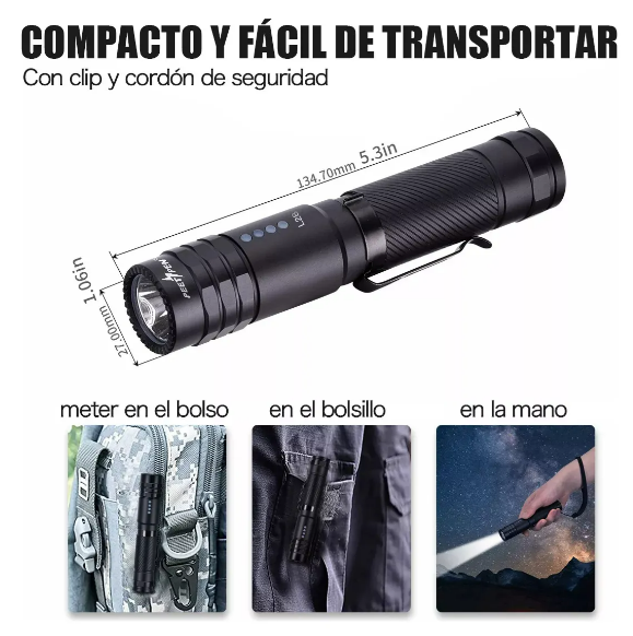 Foto 4 | Linterna Led Táctica Recargable USB