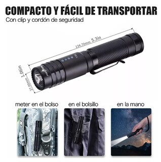 Foto 4 | Linterna Led Táctica Recargable USB
