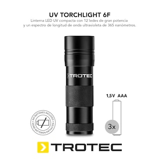Foto 4 | Lámpara Uv-torchlight 6f, 12 Leds De Alta Potencia, 365 Nm, 1000 Mw, Batería Aaa, Linterna De Mano Ultraviolet