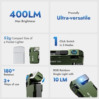 Foto 3 | Linterna Wuben G5 Recargable EDC 400 Lúmenes IP68 Verde