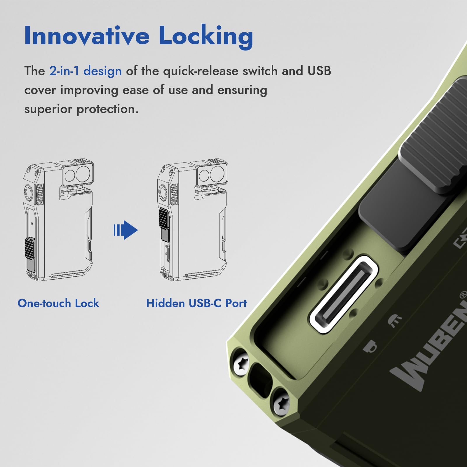 Foto 7 | Linterna Wuben G5 Recargable EDC 400 Lúmenes IP68 Verde