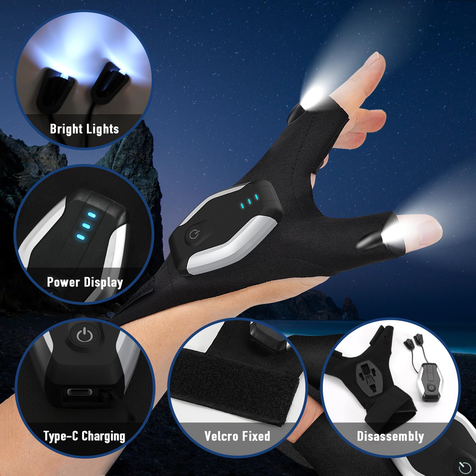 Foto 3 pulgar | Guantes De Linterna Biib Recargables Para Hombre Papá Abuelo - Venta Internacional.