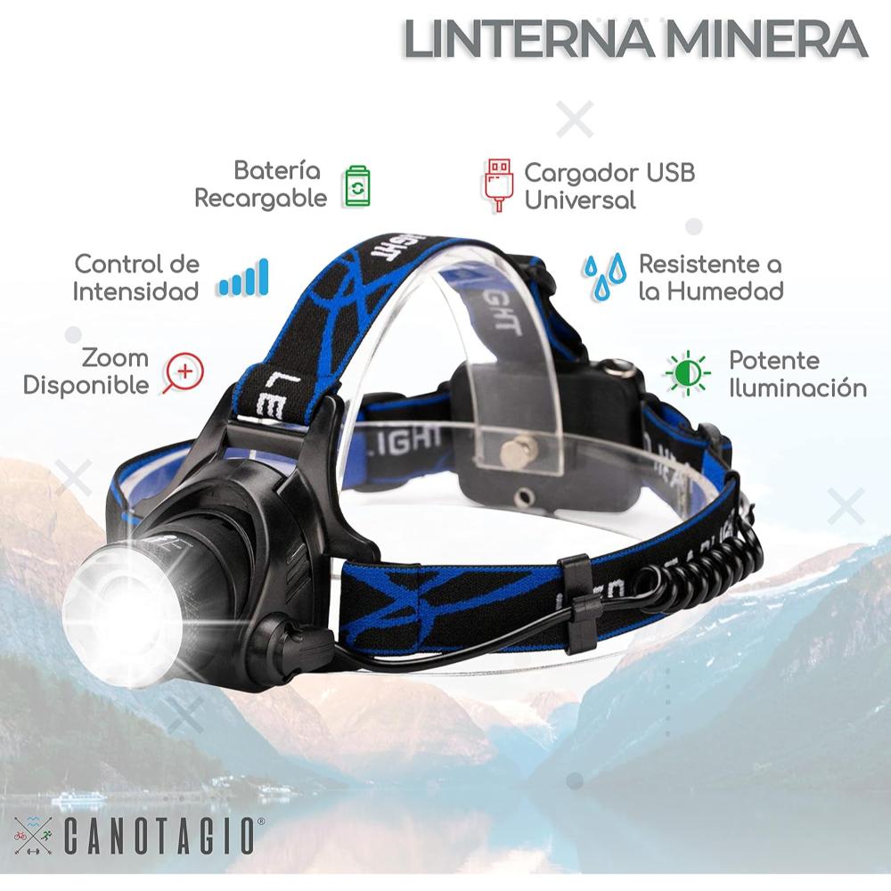 Foto 3 pulgar | Canotagio Lampara Para Cabeza Recargable  Negro Con Azul