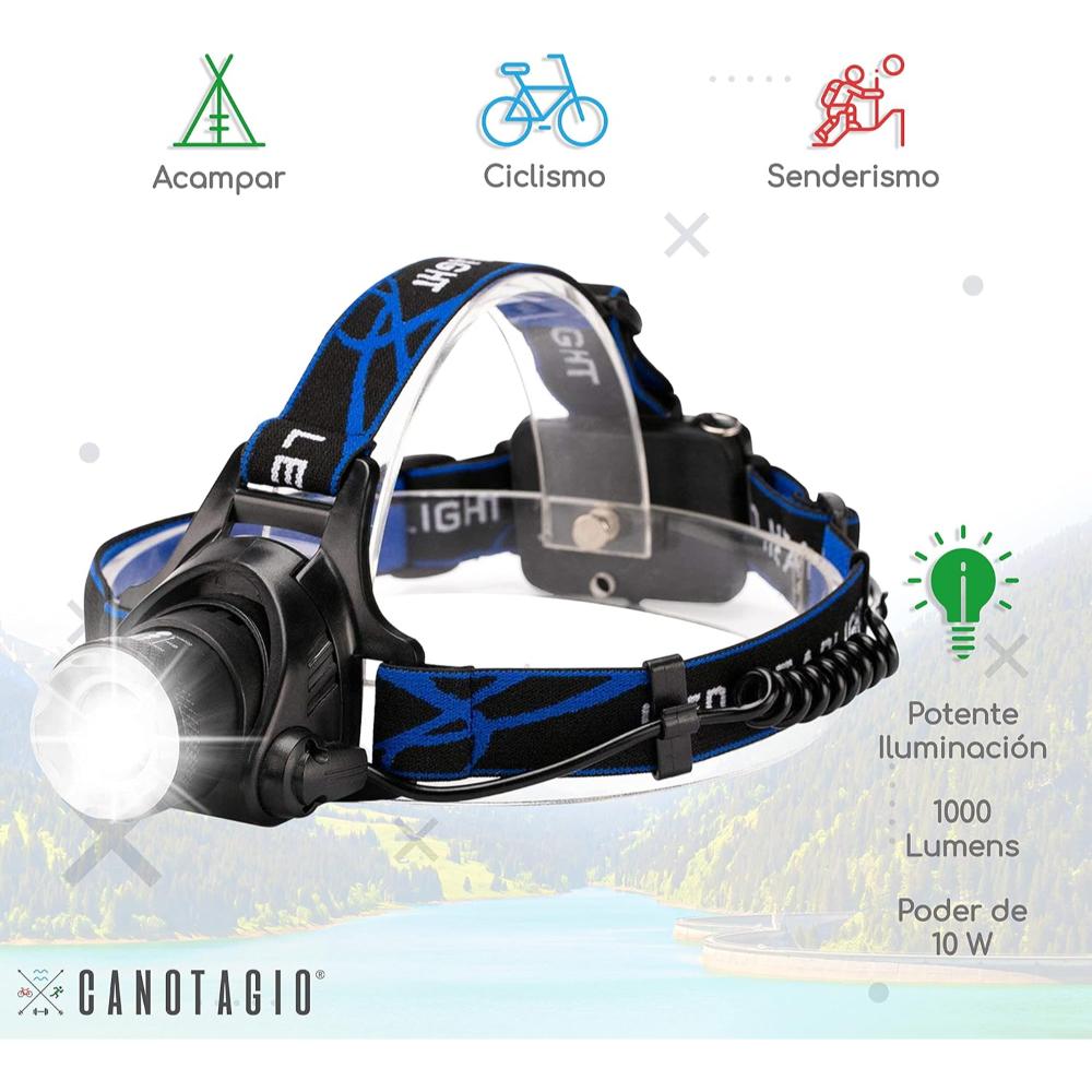Foto 4 pulgar | Canotagio Lampara Para Cabeza Recargable  Negro Con Azul