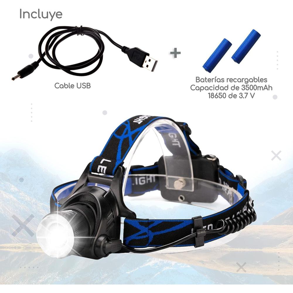 Foto 5 pulgar | Canotagio Lampara Para Cabeza Recargable  Negro Con Azul