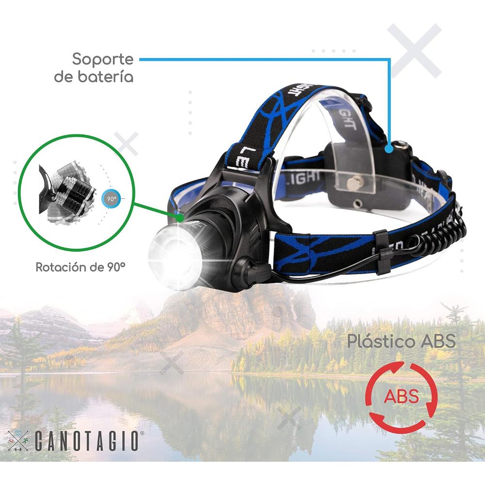 Foto 5 | Canotagio Lampara Para Cabeza Recargable  Negro Con Azul
