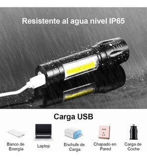 Foto 3 | Juego De 4 Lamparas Belug Tactica Recargable Led Negro