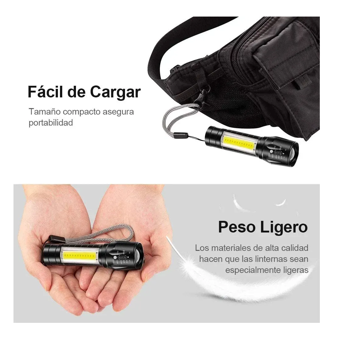 Foto 6 pulgar | Linterna Recargable Led 2000lm 4 Piezas