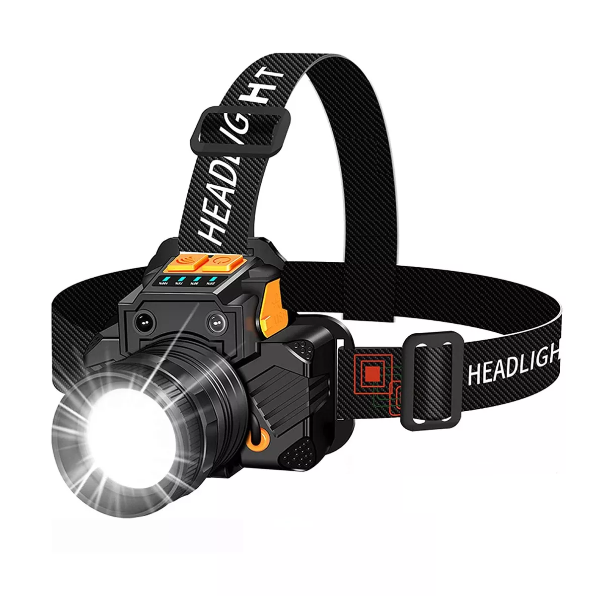 Lámpara Led Cabeza Minera Recargable Impermeable  Eo Safe Imports Esi-13011 Negro