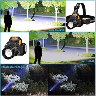Foto 3 | Lámpara Led Cabeza Minera Recargable Impermeable Eo Safe Imports Esi-13011 Negro
