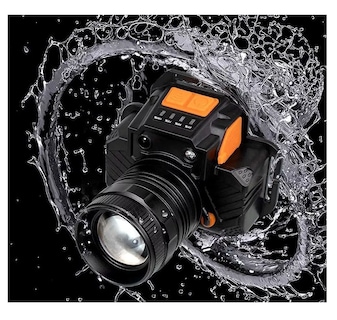 Foto 2 | Lámpara Led Cabeza Minera Recargable Descargable Impermeable Negro Naranja