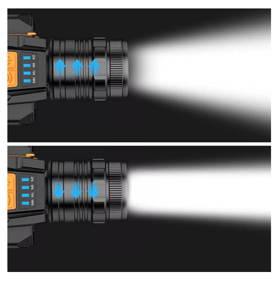 Foto 5 pulgar | Lámpara Led Cabeza Minera Recargable Descargable Impermeable Negro Naranja